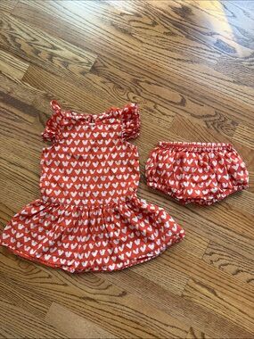 STELLA MCCARTNEY- Hearts Organic Cotton Dress with Bloomers, 3T (36 months)